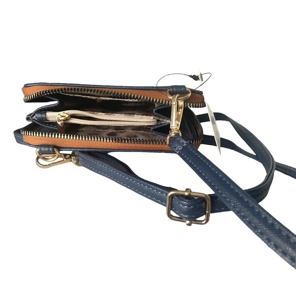 KEDZIE Soft Vegan Leather Crossbody Bag Detachable Shoulder Strap Blue NEW W/Tag - Picture 9 of 14